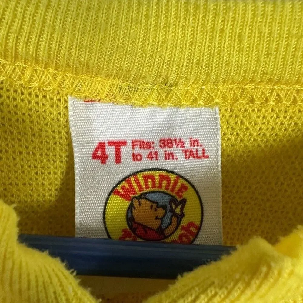 Vintage Winnie The Pooh Footed Sleeper Pajamas 4T Dinsey Fleece 90's Yellow